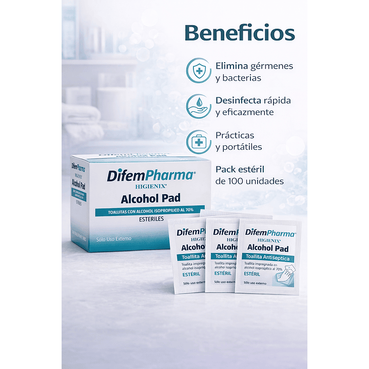 Alcohol Pad Higienix Toallitas Antisépticas x100 4