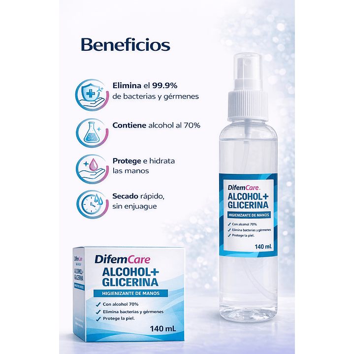 Alcohol + Glicerina Difem Higienizante De Manos 140ml 5