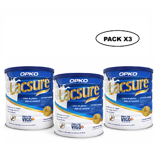 Lacsure Alimenticio En Polvo Sabor Vainilla 800 Grs Pack x3
