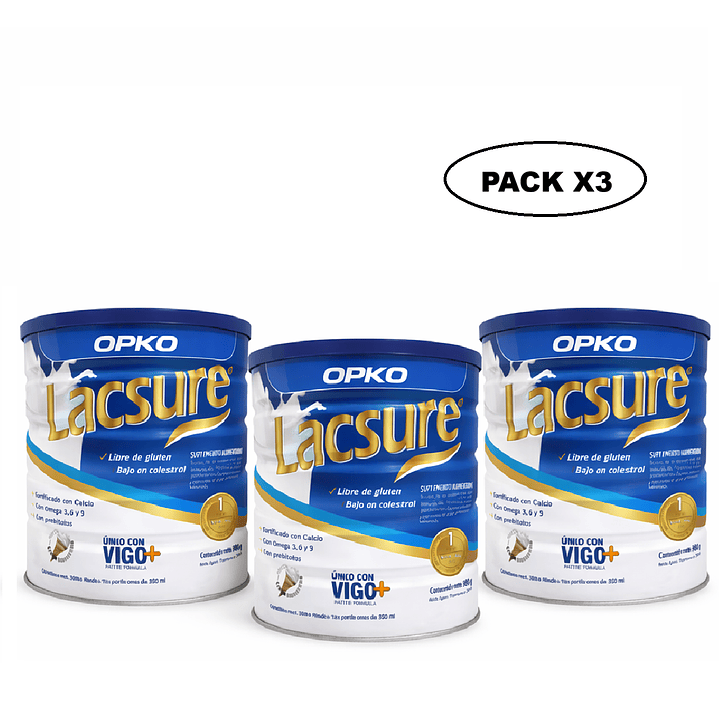 Lacsure Alimenticio En Polvo Sabor Vainilla 800 Grs Pack x3 1