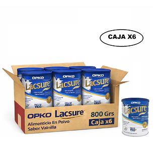 Lacsure Alimenticio En Polvo Sabor Vainilla 800 Grs Caja x6