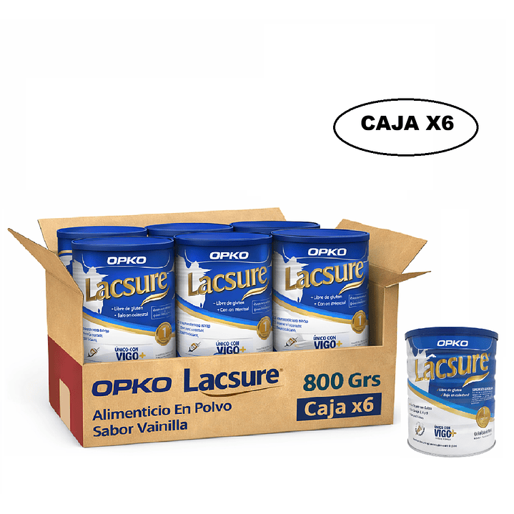 Lacsure Alimenticio En Polvo Sabor Vainilla 800 Grs Caja x6 1