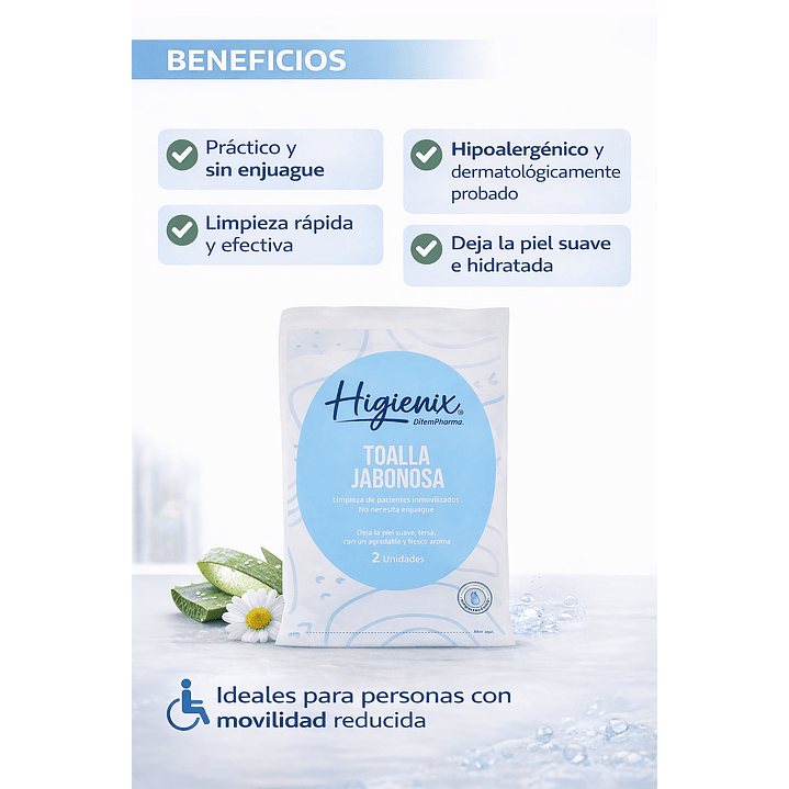 Toalla Jabonosa Higienix Limpieza Corporal Sin Enjuague  5