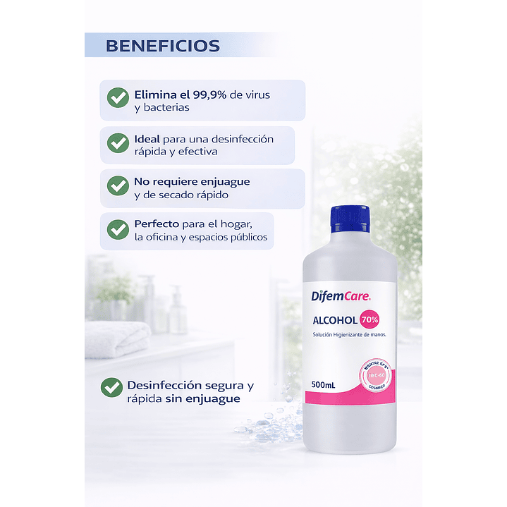 Alcohol Higienizante De Manos 70% Difem 500ml 3
