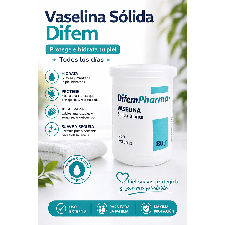 Vaselina Sólida Difem Hidratante Protectora  80g  2