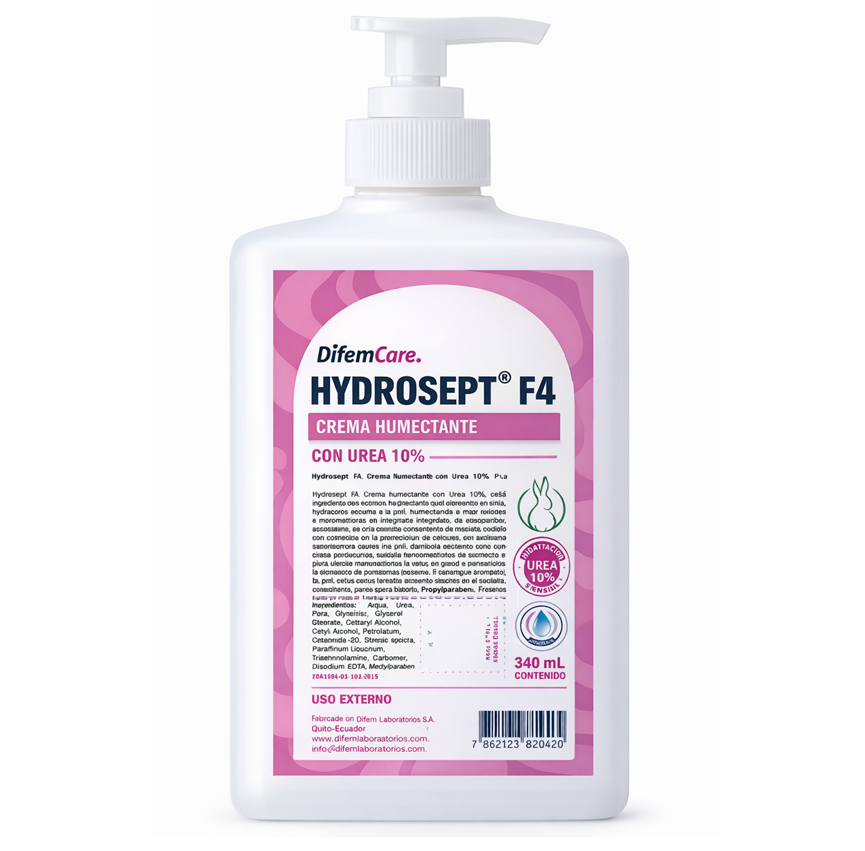 HydroSept F4 - Crema Humectante con Urea 10% - Difemcare -  340ml