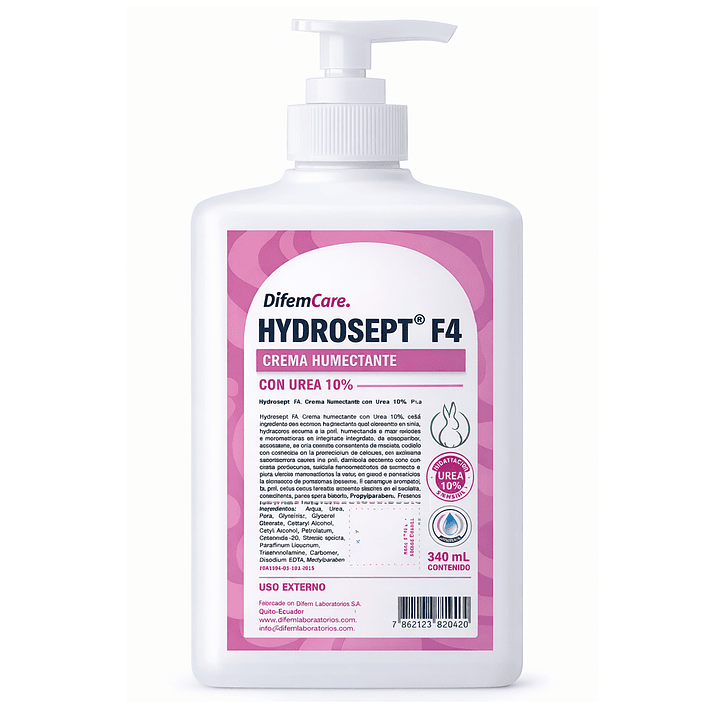 Crema Humectante Con Urea 10% Difem Hydrosept F4 - 340ml  1