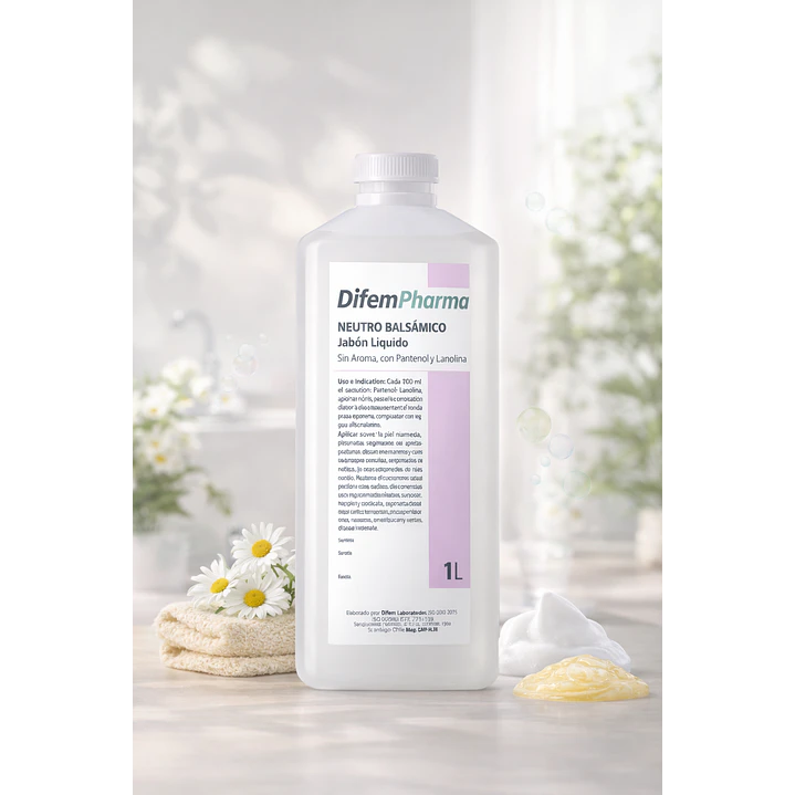 Jabón Neutro Balsámico Difem Sin Aroma Con Pantenol y Lanolina 1 L 4