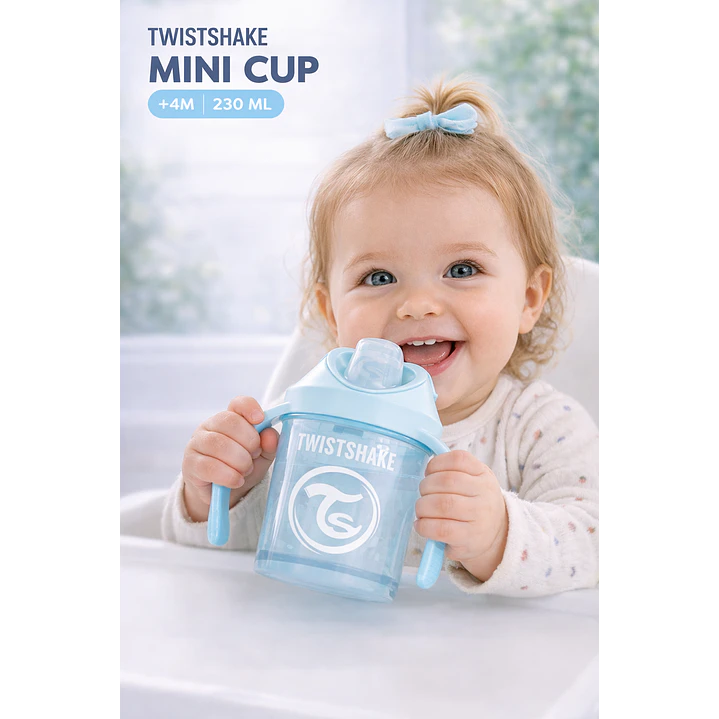 Vaso Bebé Antiderrame +4M Twistshake Mini Cup Azul 230ml  2