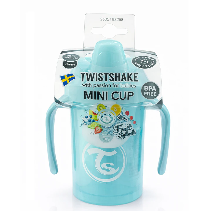 Vaso Bebé Antiderrame +4M Twistshake Mini Cup Azul 230ml  1