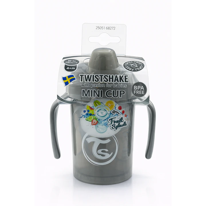 Vaso Bebé Antiderrame +4M Twistshake Mini Cup Gris 230ml 2