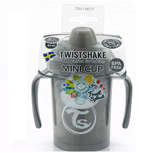 Vaso Bebé Antiderrame +4M Twistshake Mini Cup Gris 230ml