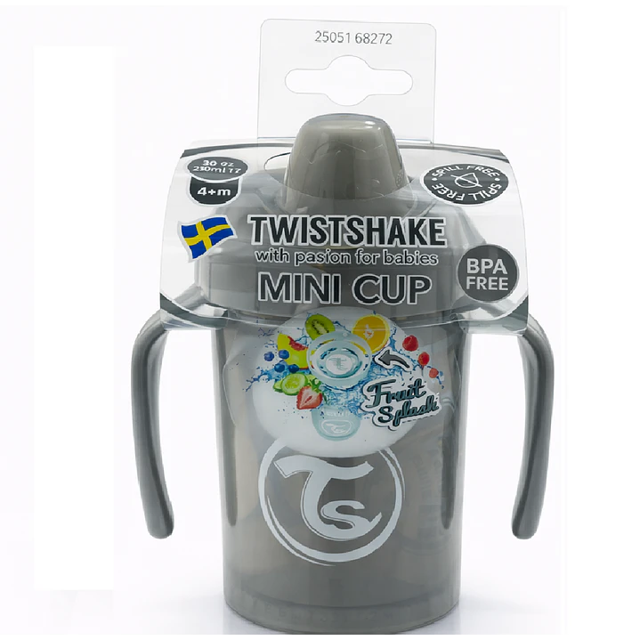Vaso Bebé Antiderrame +4M Twistshake Mini Cup Gris 230ml 1