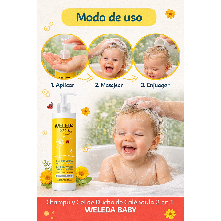  Shampoo Y Gel De Ducha De Caléndula Weleda Baby  400ml  3