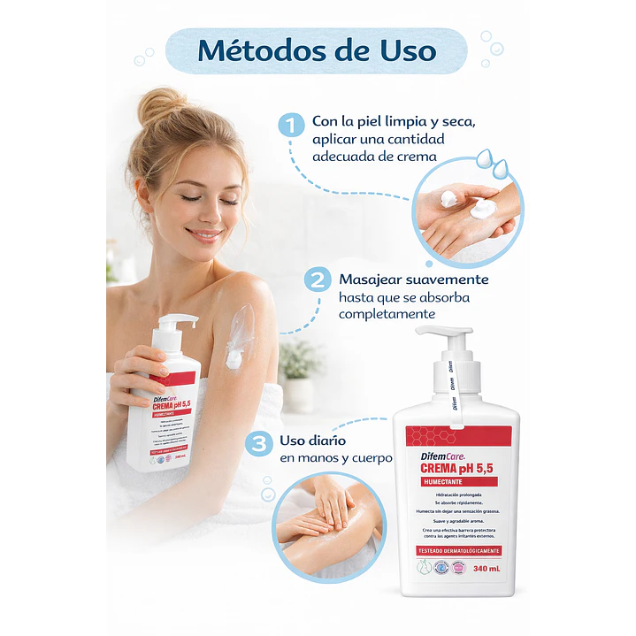 Crema Humectante pH 5.5 Hidratación Difem 340ml 2