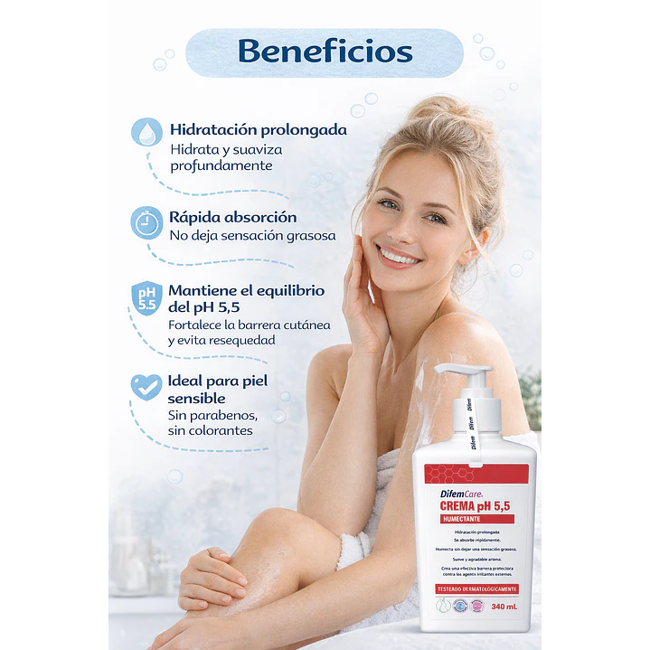 Crema Humectante pH 5.5 Hidratación Difem 340ml 3