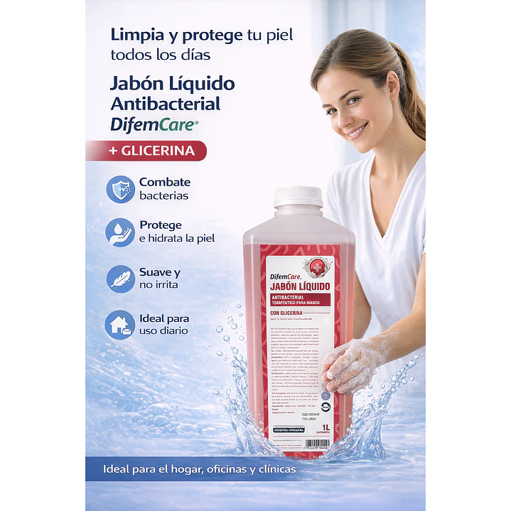 Jabon Liquido Antibacterial Con Glicerina Difem Care 1 L 5