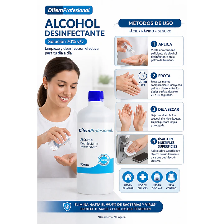 Alcohol Desinfectante 70% Difem 500ml 3