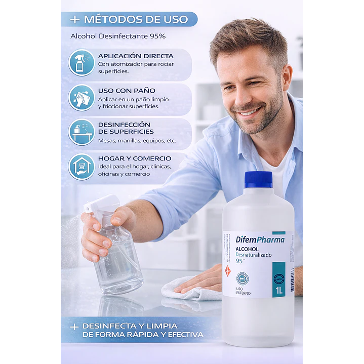 Alcohol Desinfectante 95% Difem 1 L 3