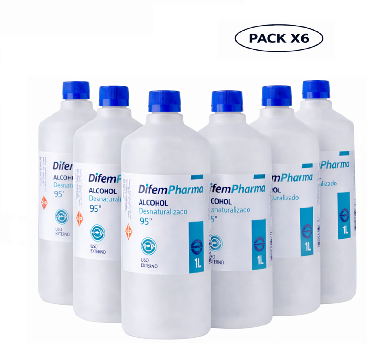 Alcohol Desinfectante 95% Difem 1 L Pack x6