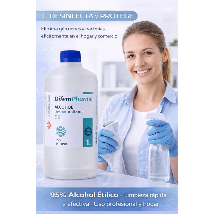Alcohol Desinfectante 95% Difem 1 L Caja x12 6