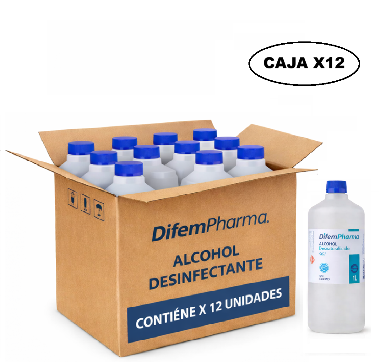 Alcohol Desinfectante 95% Difem 1 L Caja x12