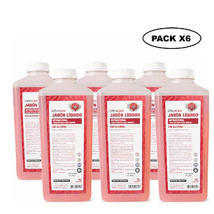 Jabon Liquido Antibacterial Con Glicerina Difem Care 1 L Pack x6