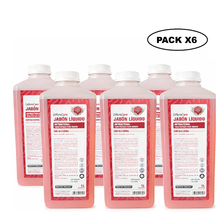 Jabon Liquido Antibacterial Con Glicerina Difem Care 1 L Pack x6 1