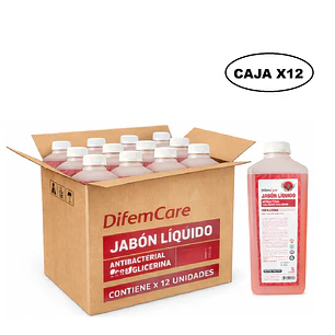 Jabon Liquido Antibacterial Con Glicerina Difem Care 1 L Caja x12