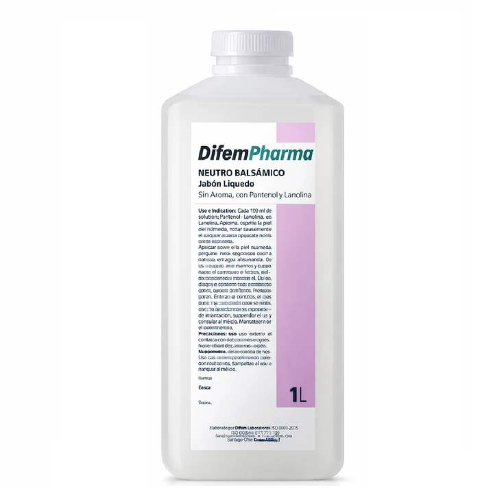 Jabón Neutro Balsámico Difem Sin Aroma Con Pantenol y Lanolina 1 L Pack x6 2