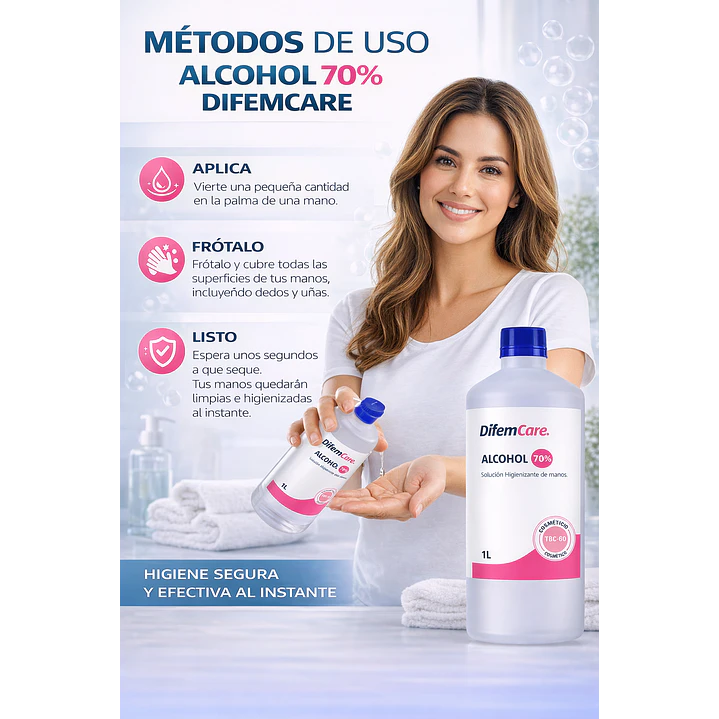 Alcohol Higienizante De Manos Difem 70% 1 L Caja x12 6