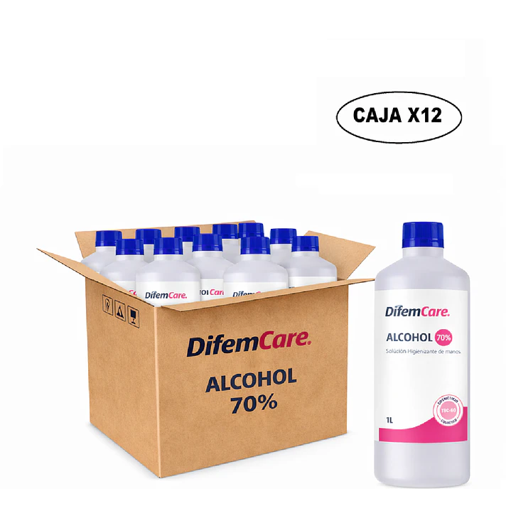 Alcohol Higienizante De Manos Difem 70% 1 L Caja x12 1