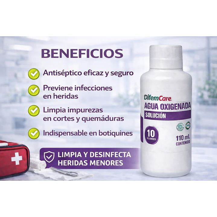 Agua Oxigenada Solución Difem 10v 110ml Caja x56 3