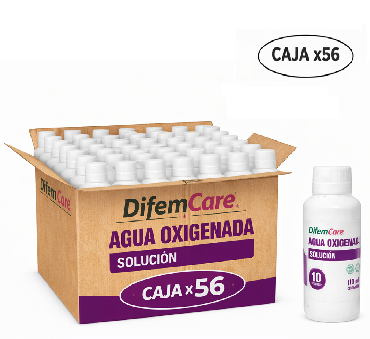Agua Oxigenada Solución Difem 10v 110ml Caja x56