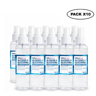 Alcohol + Glicerina Difem Higienizante De Manos 140ml Pack x10