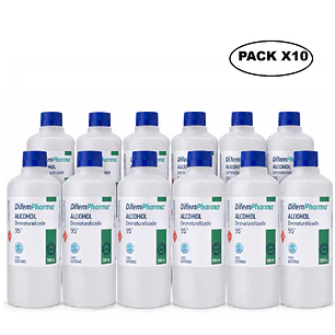 Alcohol Desnaturalizado 95% Difem 500ml Pack x10