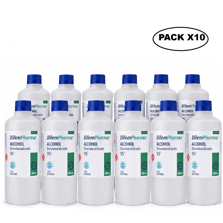Alcohol Desnaturalizado 95% Difem 500ml Pack x10 1