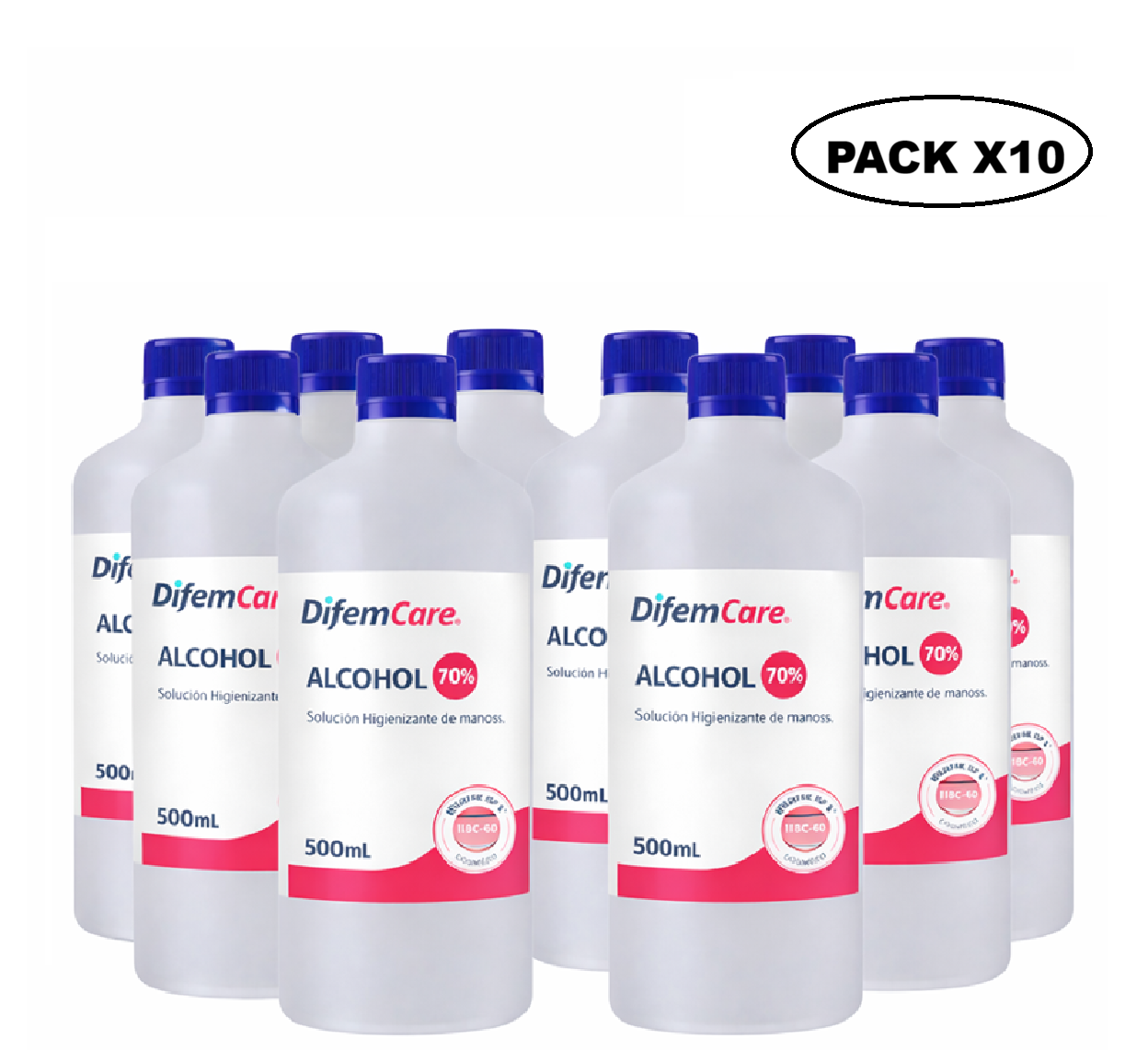 Alcohol Higienizante Manos 70% Difem 500ml Pack x10