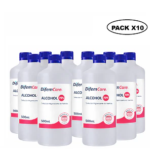 Alcohol Higienizante De Manos 70% Difem 500ml Pack x10