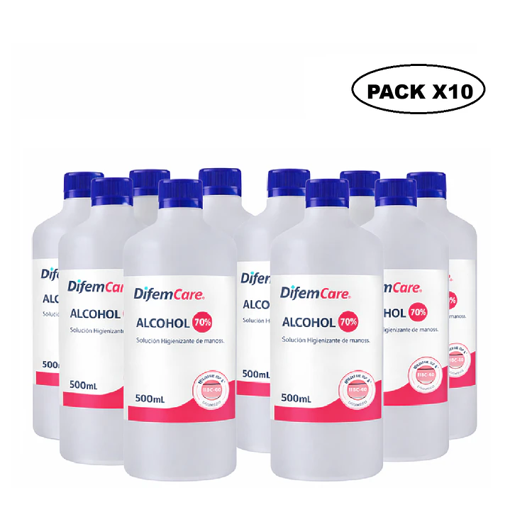 Alcohol Higienizante De Manos 70% Difem 500ml Pack x10 1