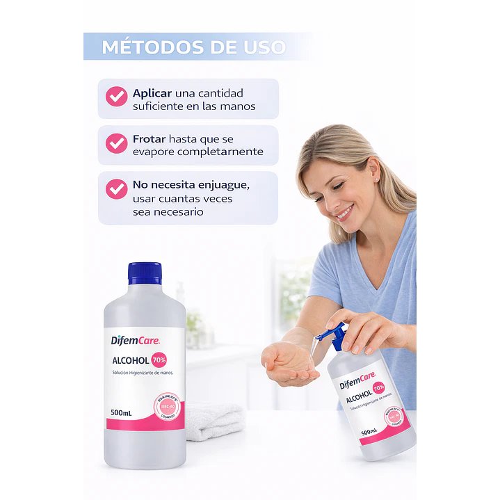 Alcohol Higienizante De Manos 70% Difem 500ml Caja x20 5