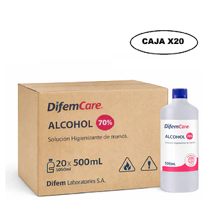 Alcohol Higienizante De Manos 70% Difem 500ml Caja x20
