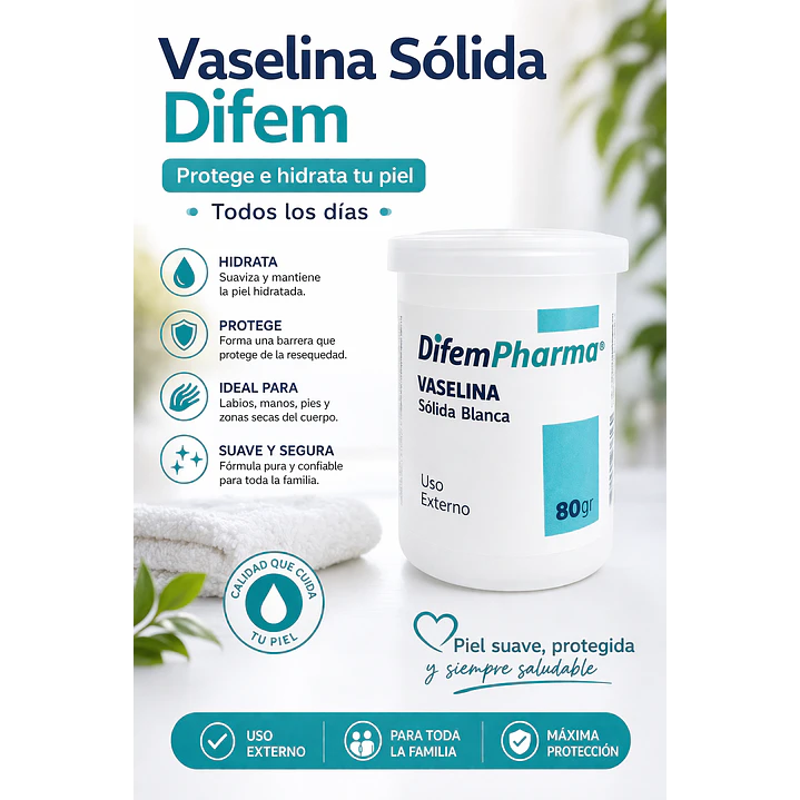 Vaselina Sólida Difem Hidratante Protectora  80g  Caja x20 3