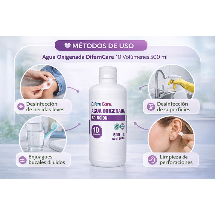 Agua Oxigenada Solución Difem 10v 500ml Pack x10 5