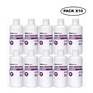 Agua Oxigenada Solución Difem 10v 500ml Pack x10