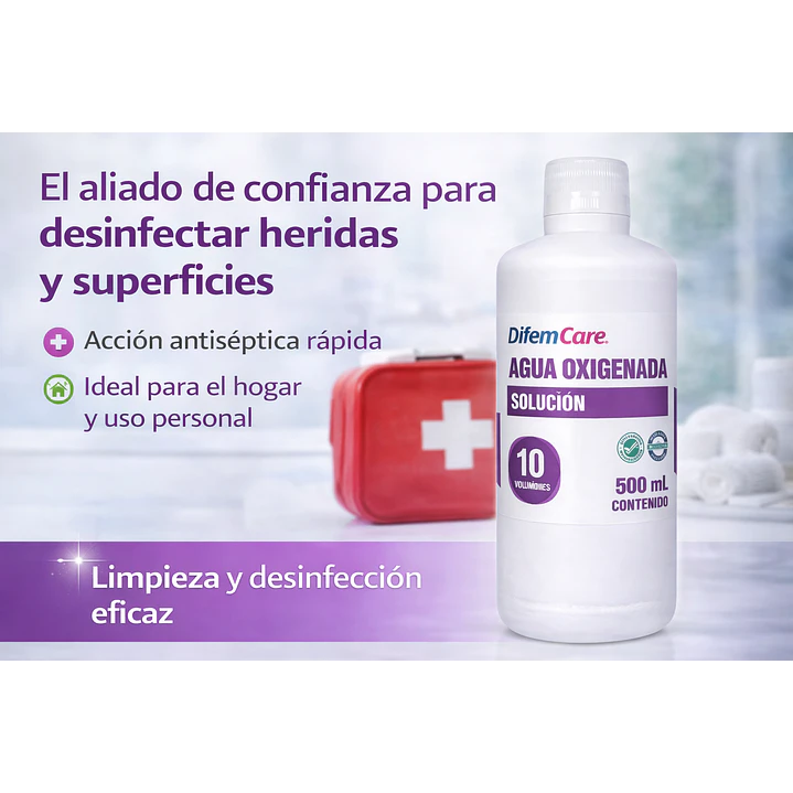 Agua Oxigenada Solución Difem 10v 500ml CAJA X20 6