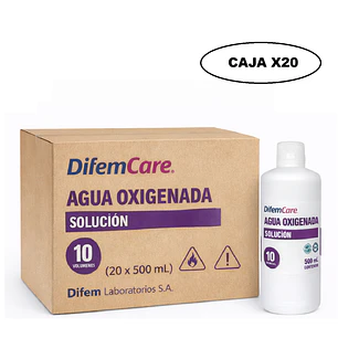 Agua Oxigenada Solución Difem 10v 500ml CAJA X20