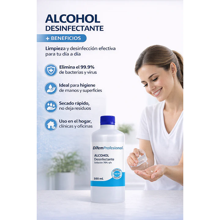 Alcohol Desinfectante 70% Difem 500ml Pack x10 5