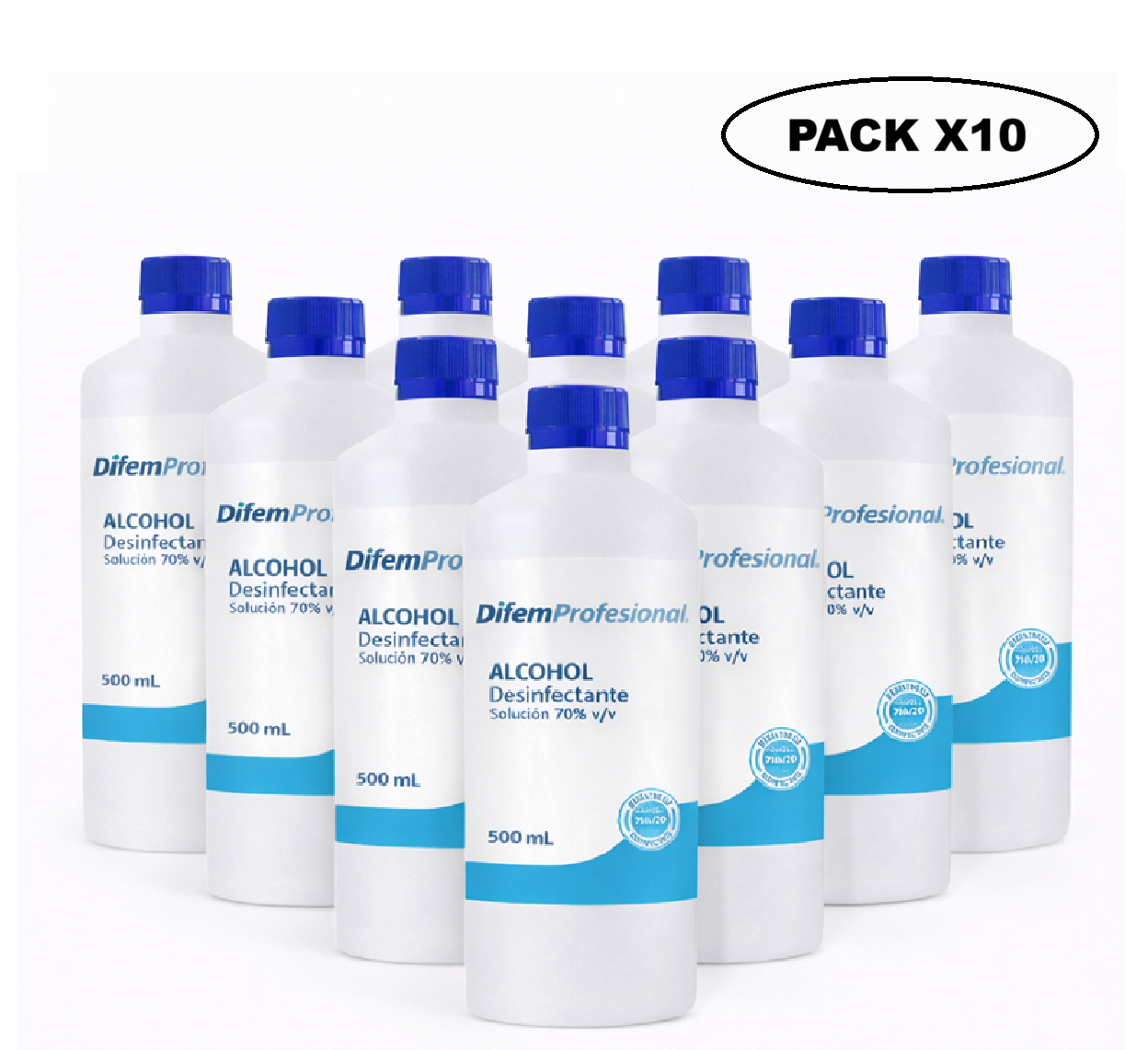 Alcohol Desinfectante 70% Difem 500ml Pack x10