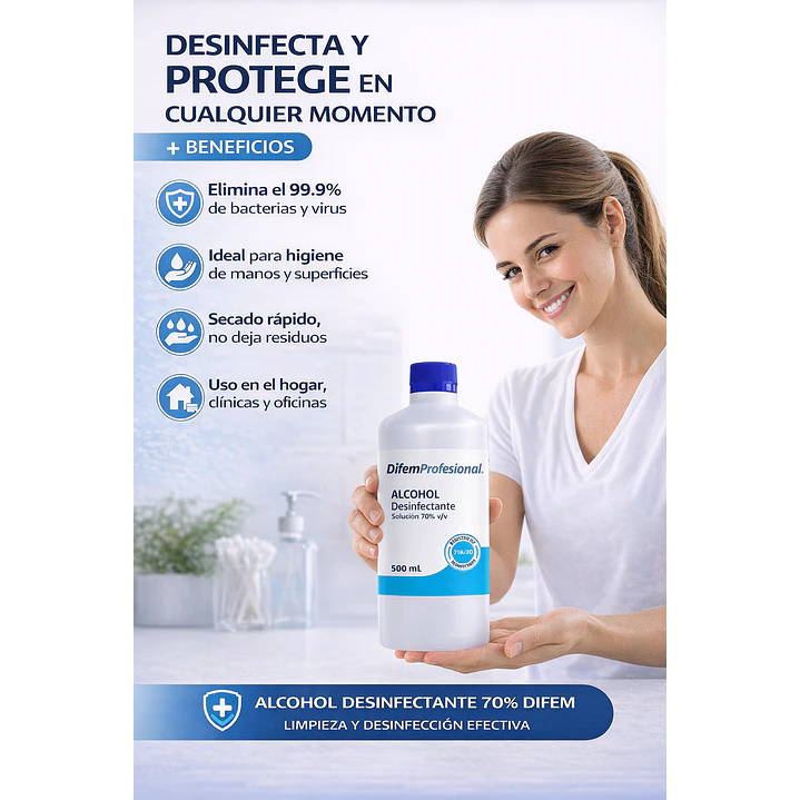 Alcohol Desinfectante 70% Difem 500ml Caja x20 6